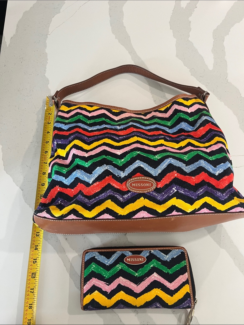Missoni Multicolor Zigzag Shoulder Bag with Matching Wallet